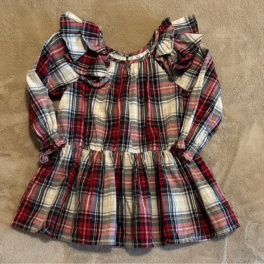 GAP Red and Blue Plaid Ruffle Blouse